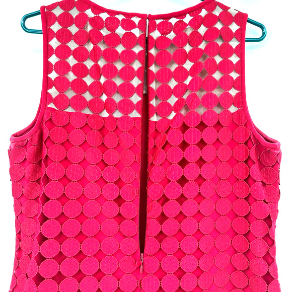 Lauren Ralph Lauren size 12 sleeveless red dress overlay lined hidden rear zip - Picture 3 of 6